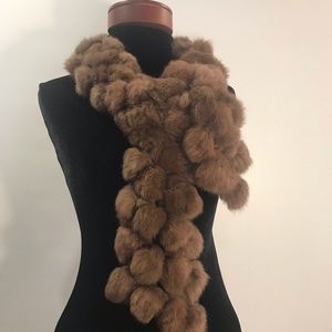 Fur Pom-Pom scarf brown 🦃💻